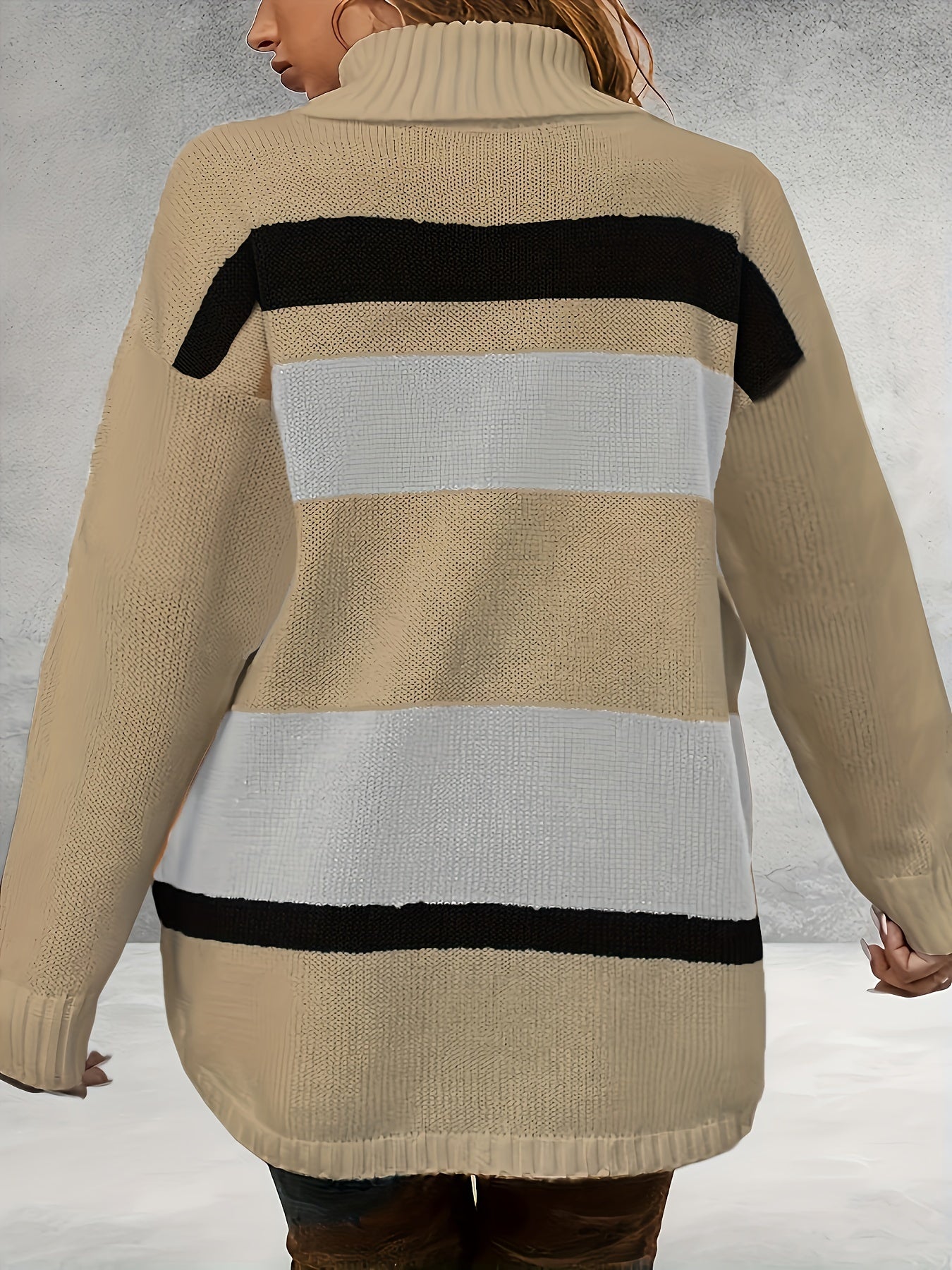  Colorblock Turtle Neck Sweater