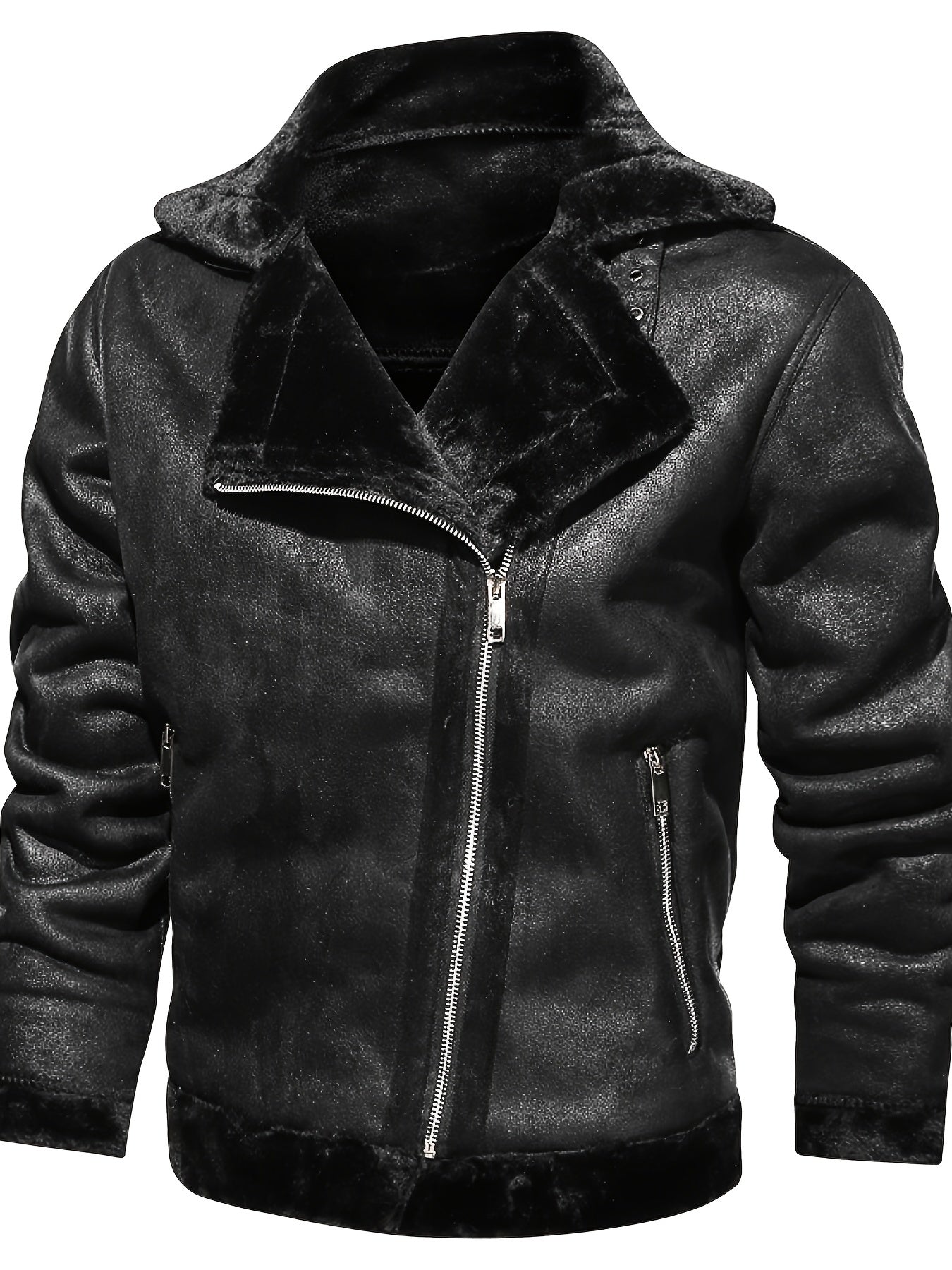 Men's Slim Suede Jacket with Fur