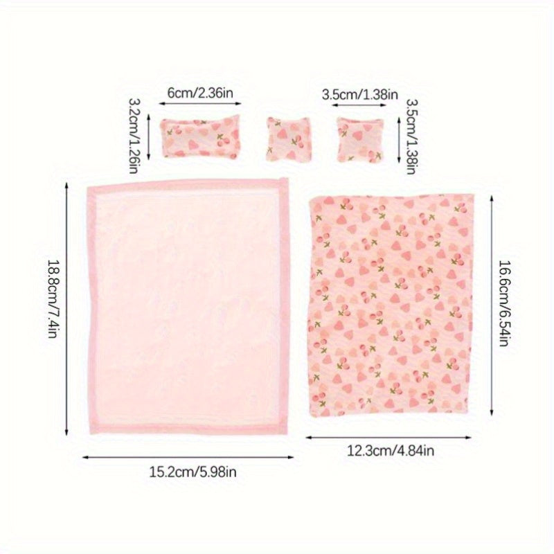 1:12 Dollhouse Bedroom Bedding Set - Bed Sheet, Quilt Cover & Pillows