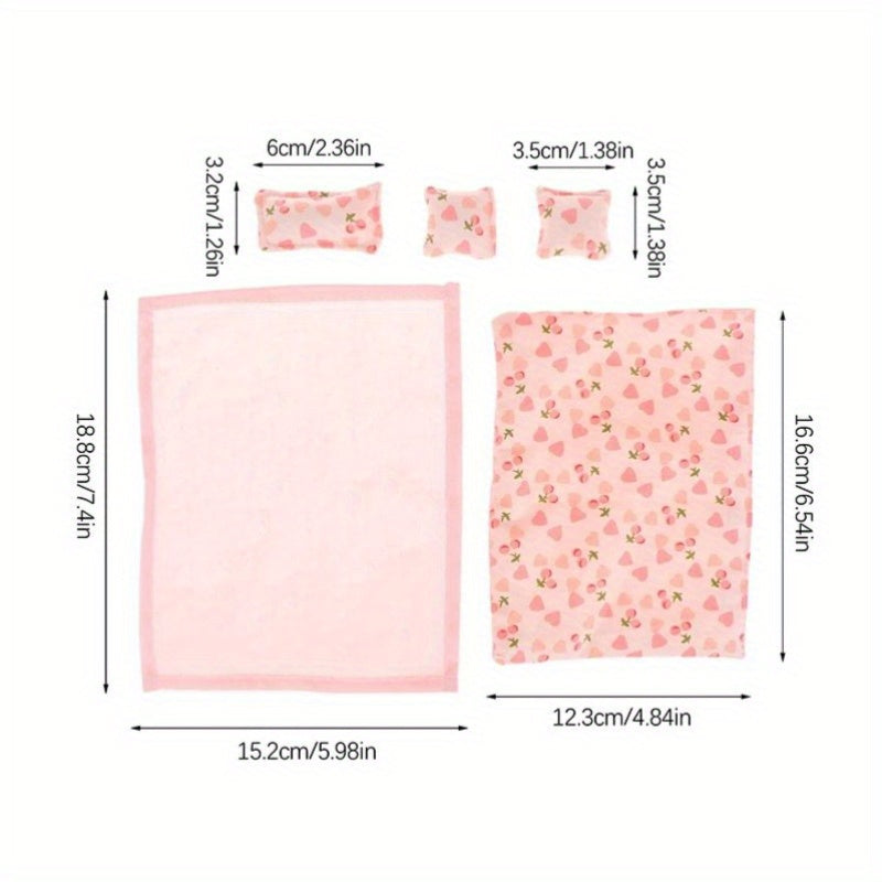 1:12 Dollhouse Bedroom Bedding Set - Bed Sheet, Quilt Cover & Pillows