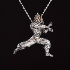 Yellow Hair Kung Fu Man Pendant Necklace For Men Kids Anime Exhibition