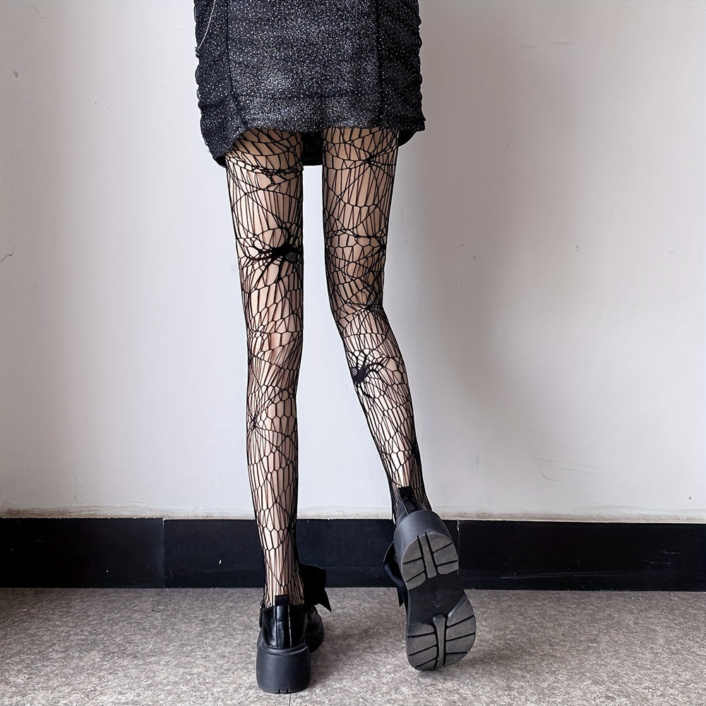 Spider Pattern Fishnet Tights High Waist Mesh Pantyhose Stockings