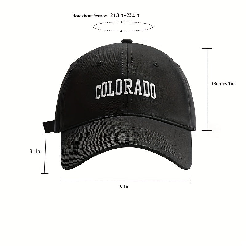 COLORADO Embroidery Baseball Cap Solid Cotton Sun Hat Unisex Adjustable