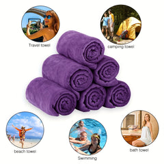 6pcs Microfiber Bath Towel Sets Extra Absorbent Quick Drying