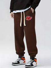 Anime Cloud Print Drawstring Sweatpants Loose Fit Pants Men Spring Autumn