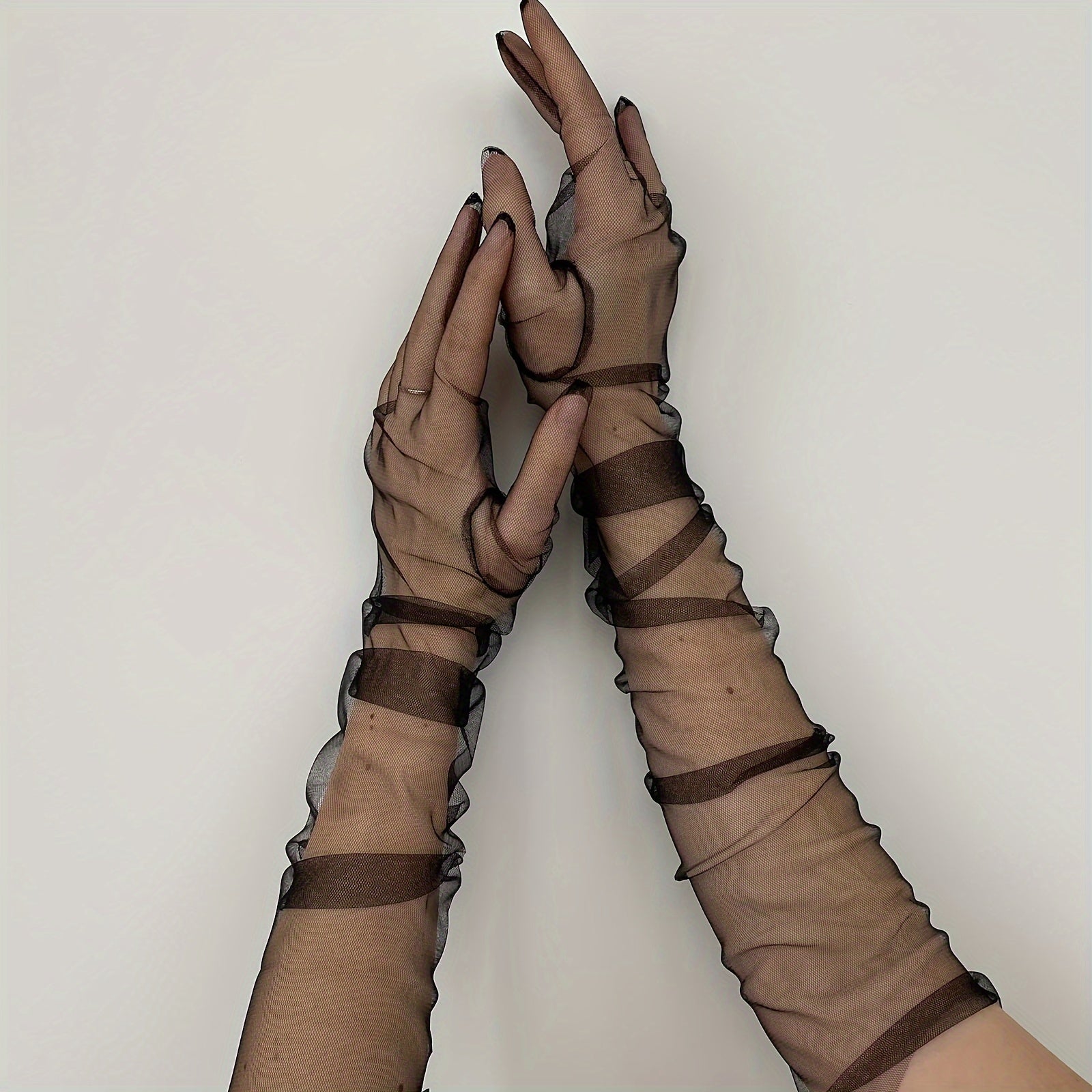 Sheer Full Finger Elbow Gloves for Halloween Parties & Weddings
