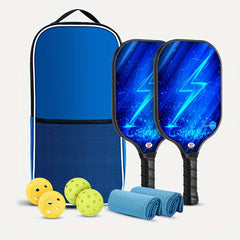 Fiberglass Surface Pickleball Paddles Set - 2 Paddles, 4 Balls, Towels, Bag
