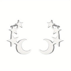 Men's Stainless Steel Stars & Moon Pattern Earrings