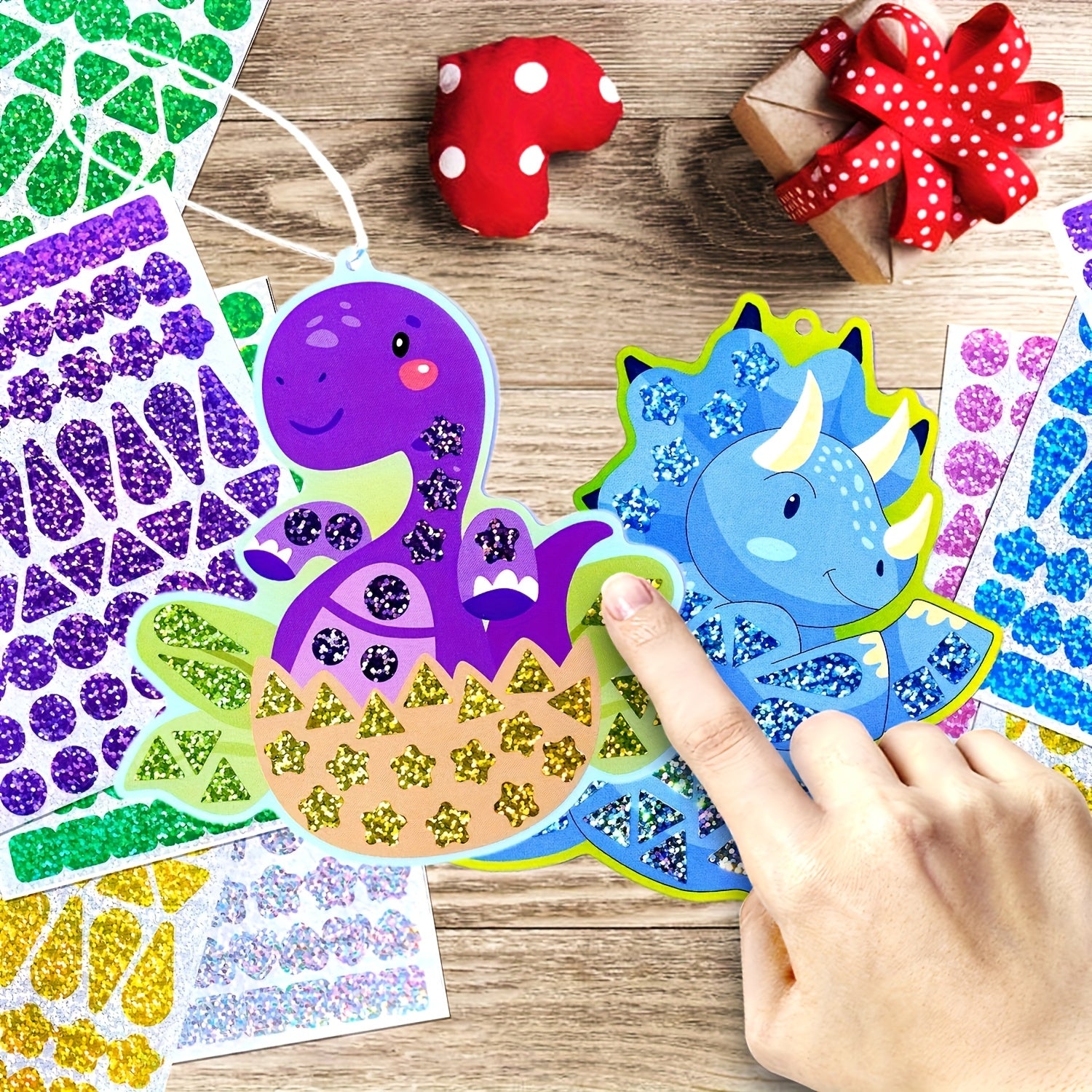 Dino Craft Set: Sticker Painting Mosaic Art & Bookmarks