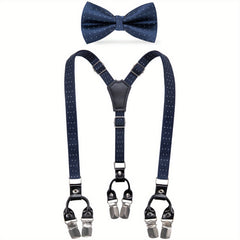 Kids Suspenders Bow Tie Set Y Back Adjustable with 3 Clips