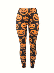  Halloween Leggings Women's Plus Allover Pumpkin Print