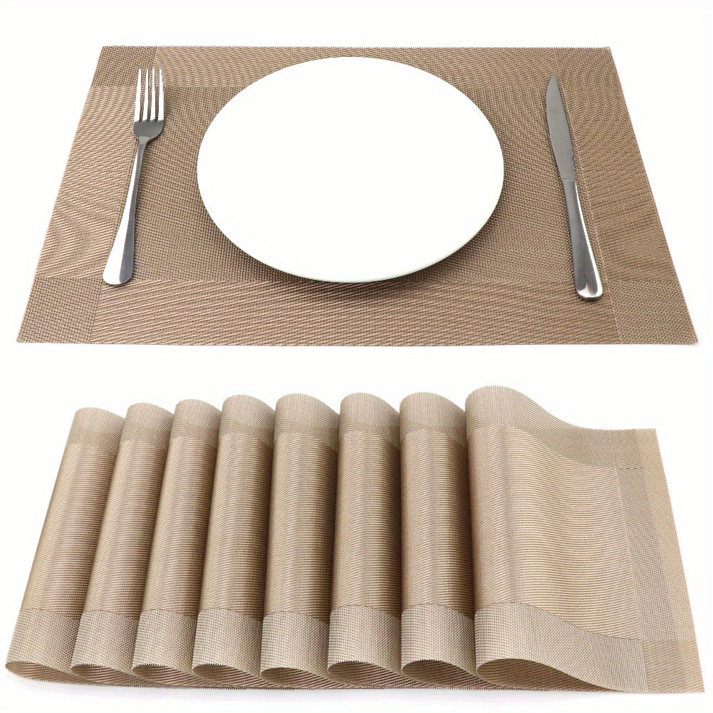 8pcs Insulated Plastic Square Placemats Waterproof Non Slip for Home Hotel