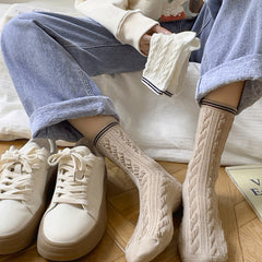 4 Pairs Women's Twist Crew Socks