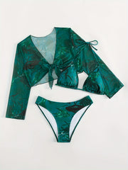  Leaf Print Bikini Set 3 Piece Set