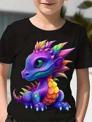 3D Dragon Graphic T-Shirt for Boys - Summer Outdoor Wear