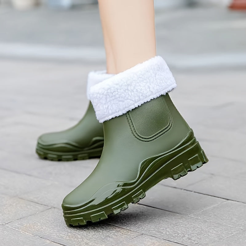 Women's Elastic Ankle Booties Mid Heel Chelsea Boots
