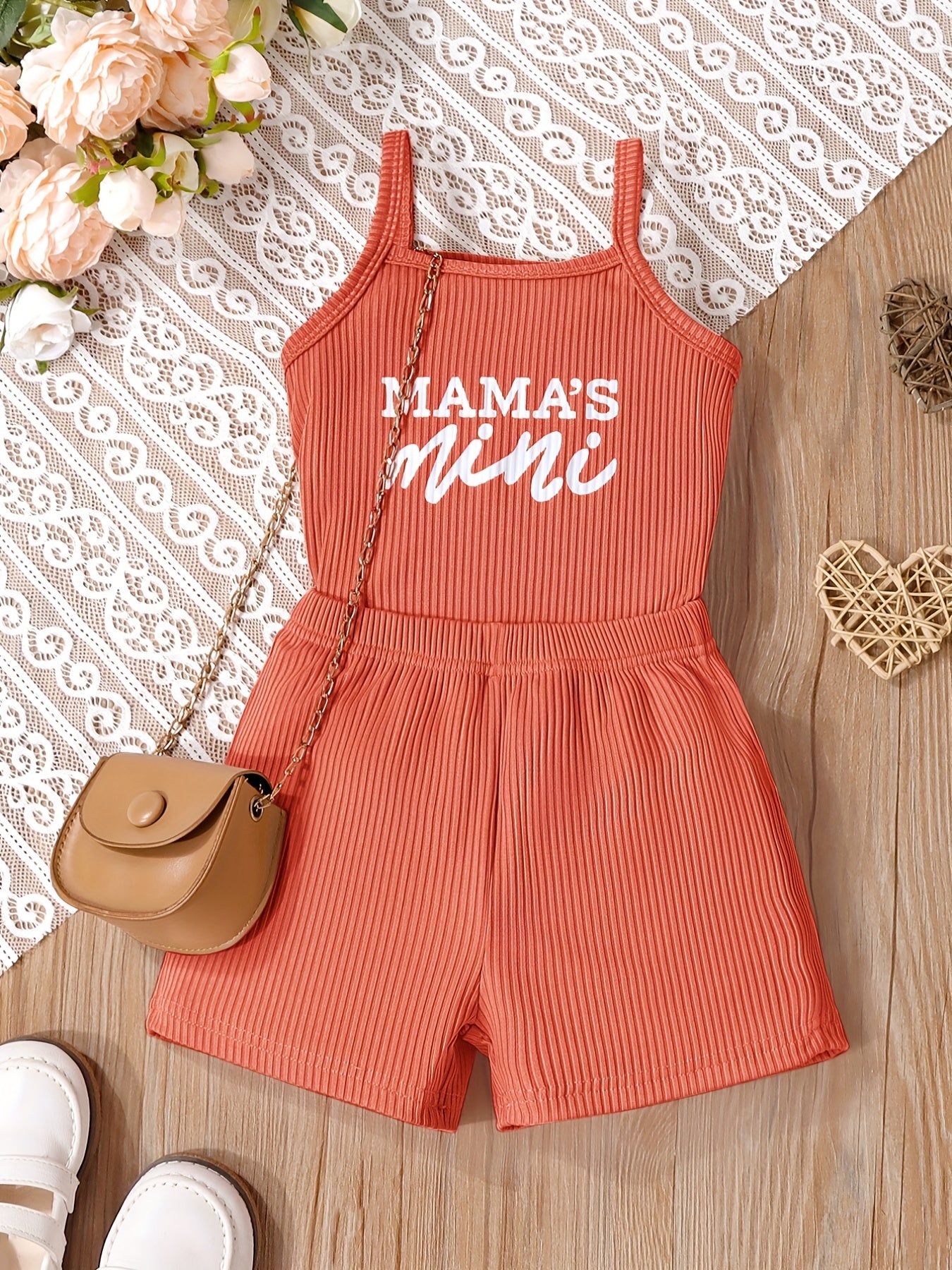 2pcs Toddler Girls MAMA'S MINI Cami Top & Shorts Set