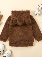 Unisex Baby Fleece Coat Bear Ears Hooded Zipper Jackets