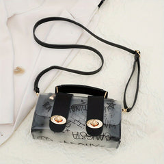 Graffiti Pattern Crossbody Bag Transparent Jelly Shoulder Bag