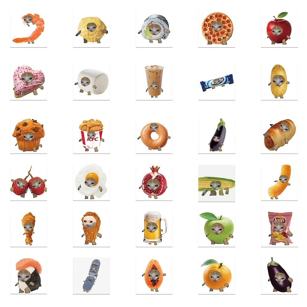 Funny Food Cat Head Stickers Waterproof Stickers