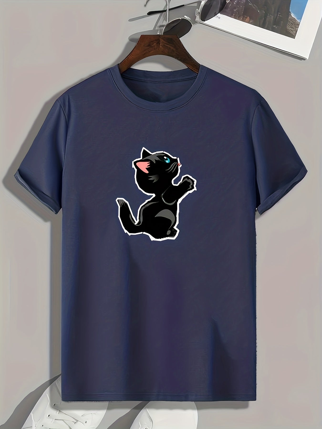 Cat Pattern Print Men's Graphic Tee