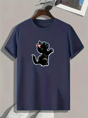 Cat Pattern Print Men's Graphic Tee