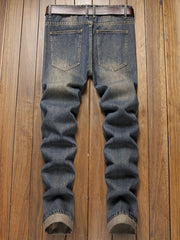 Slim Fit Ripped Jeans Mens Distressed Denim Pants