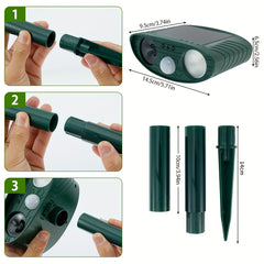 Solar Ultrasonic Animal Repellant Waterproof Deterrent
