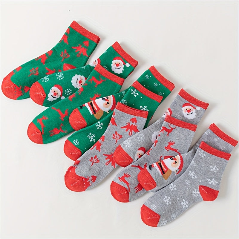 10 Pairs Cartoon Print Socks Comfy & Christmas Mid Tube Socks Women's Stockings