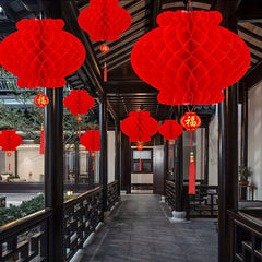 Chinese Year Thick Plastic Paper Lanterns Honeycomb Lanterns Folding Lanterns