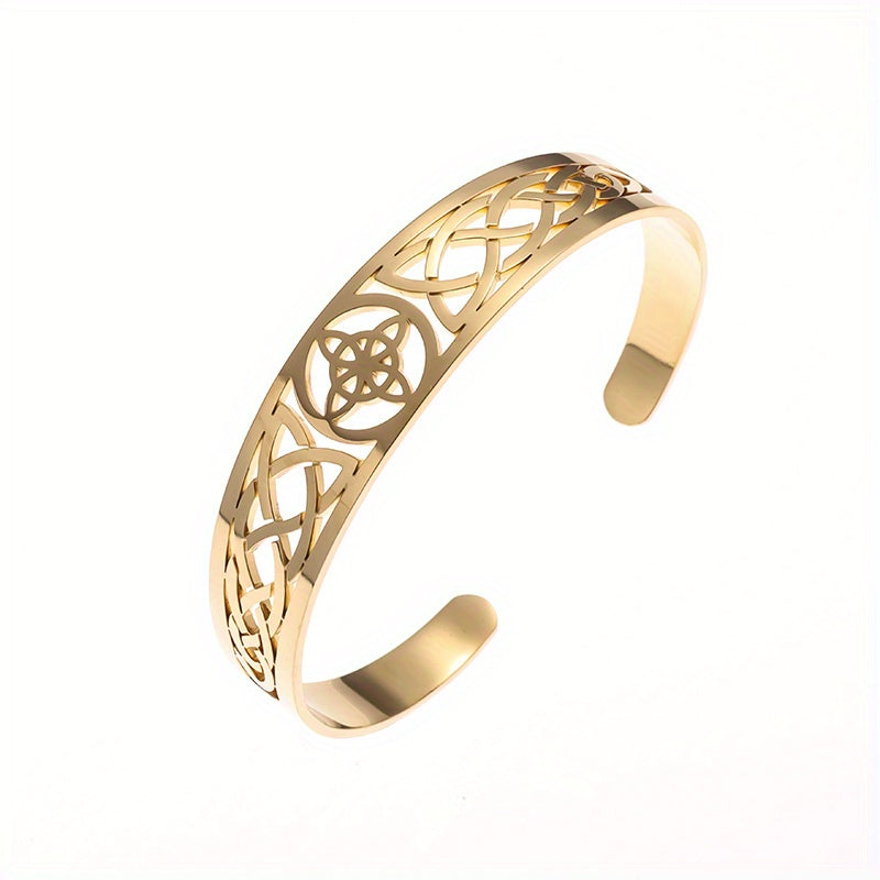 Stainless Steel Witch Knot Adjustable Open Cuff Bracelet