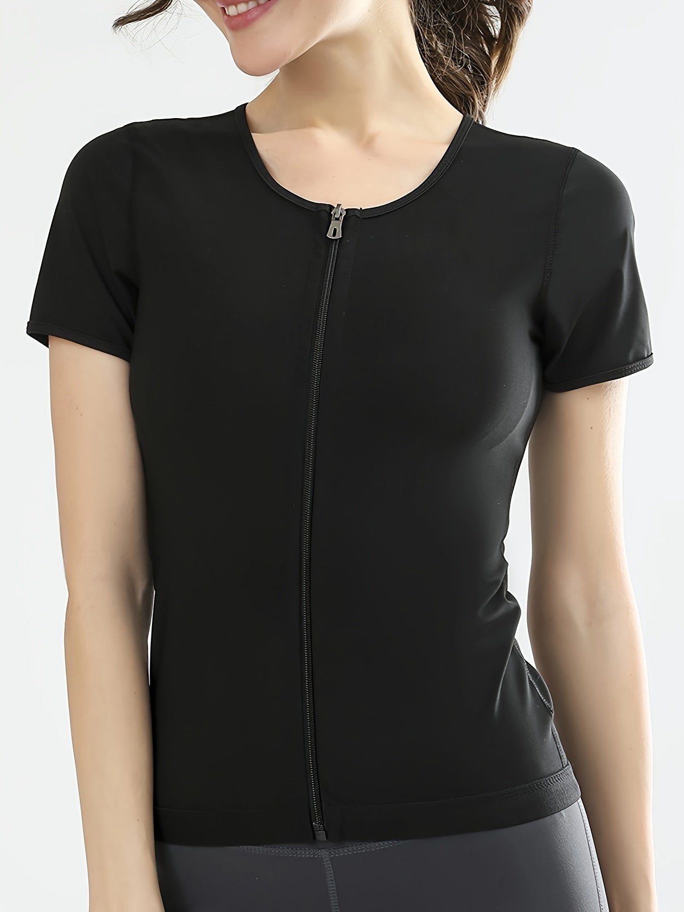 Women's Full Zipper Sports Slimming Shaping Sweat Shirt