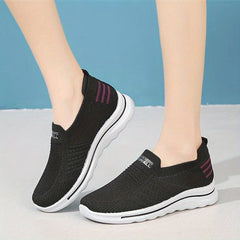 Women's Knit Slip-On Sneakers Soft Sole Non-Slip Shoes Lightweight Comfy