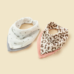 2pcs Baby Cotton Gauze Feeding Bibs 6-12 Months Multicolor Triangle Scarf