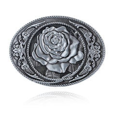 Western Cowboy Style Rose Pattern Belt Buckle in 3 Colors