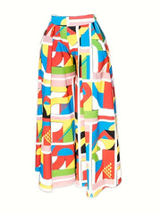 Women's Plus Tie Dye Wide Leg Pants Medium Stretch Loose Trousers
