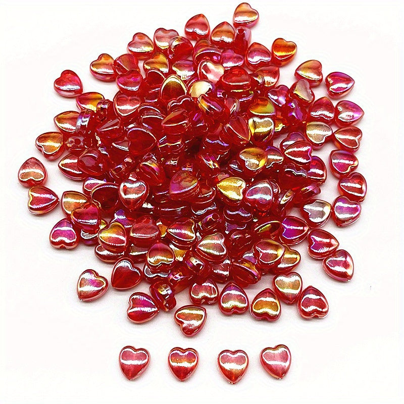 100pcs 8mm AB Heart Shape Acrylic Beads for Jewelry Making
