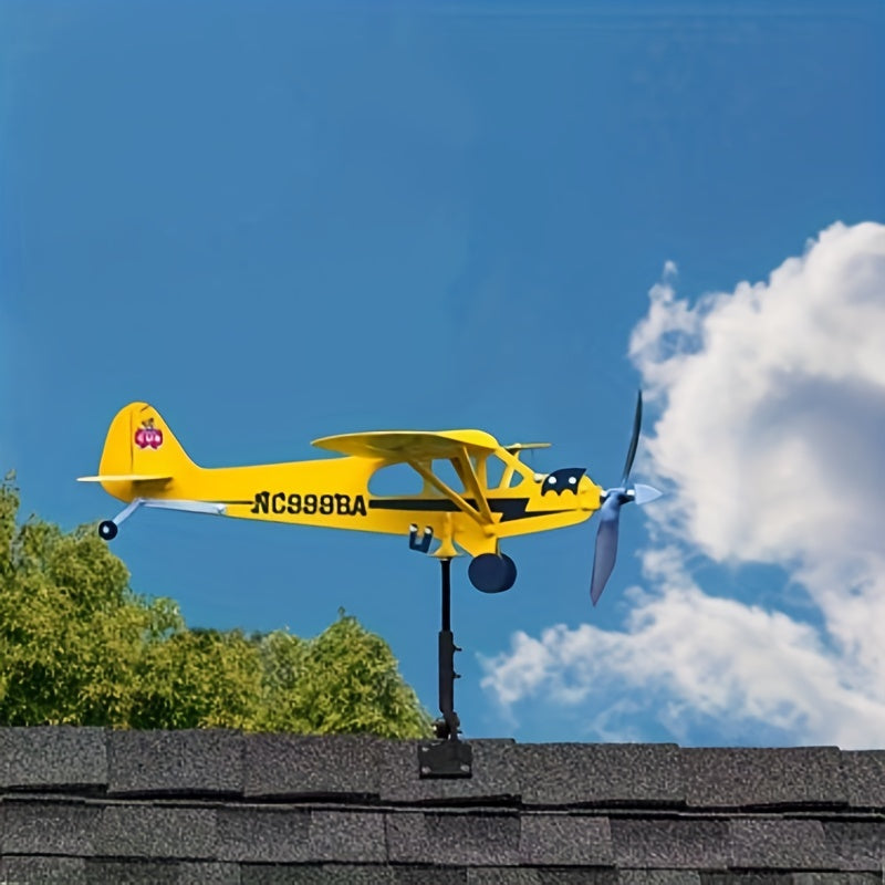 Airplane Weather Vane Metal Wind Spinner for Barn Yard Garden