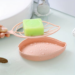 Double Layer Leaf Drainage Soap Box Laundry Soap Rack and Bathroom Accessory