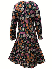 Floral Print Long Sleeve Maxi Dress