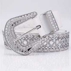 Rhinestone Belt Men's Faux Diamonds Leather Belt