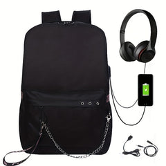 Large Capacity Travel Backpack Canvas Laptop Daypack Charging Port