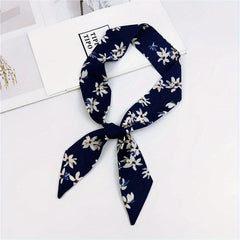 Vintage Flower Print Twilly Scarf Long Ribbon Neckerchief