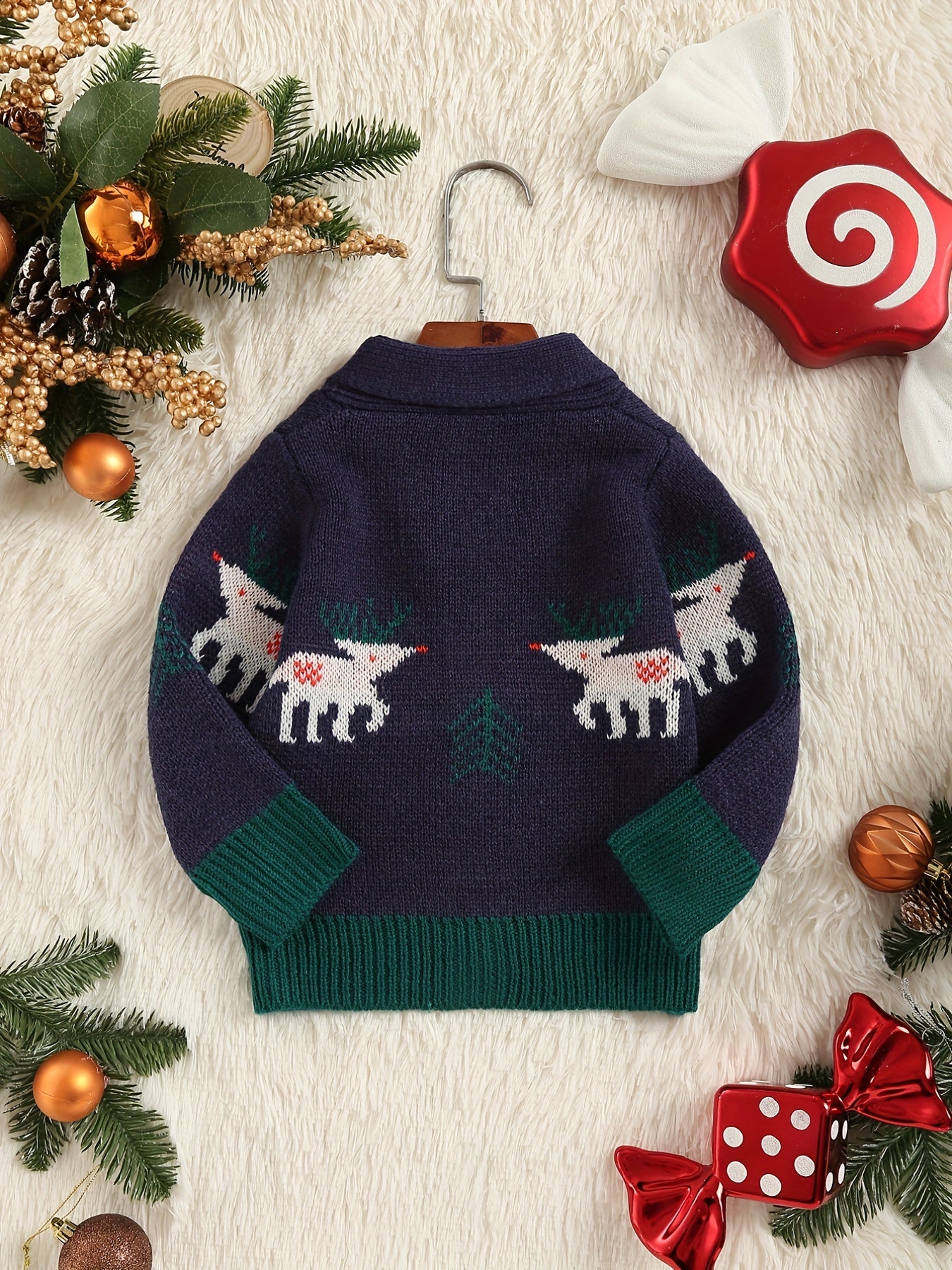 Christmas Jacquard Knit Cardigan Sweater for Kids
