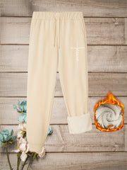  Letter Print Fleece Joggers