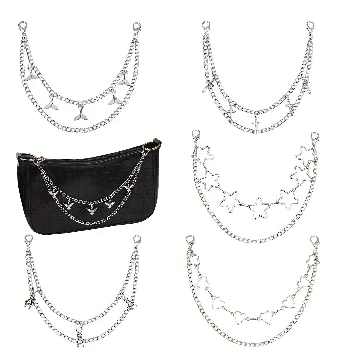 Butterfly Double Chain Street Shot Pants Bag Chain