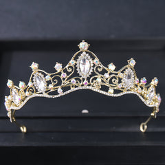 Silvery Crystal Tiara Crown for Women Girls Prom Quinceanera Hair Accessories