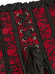 Floral Lace Trim Gothic Corset Waist Cincher Bustier Top