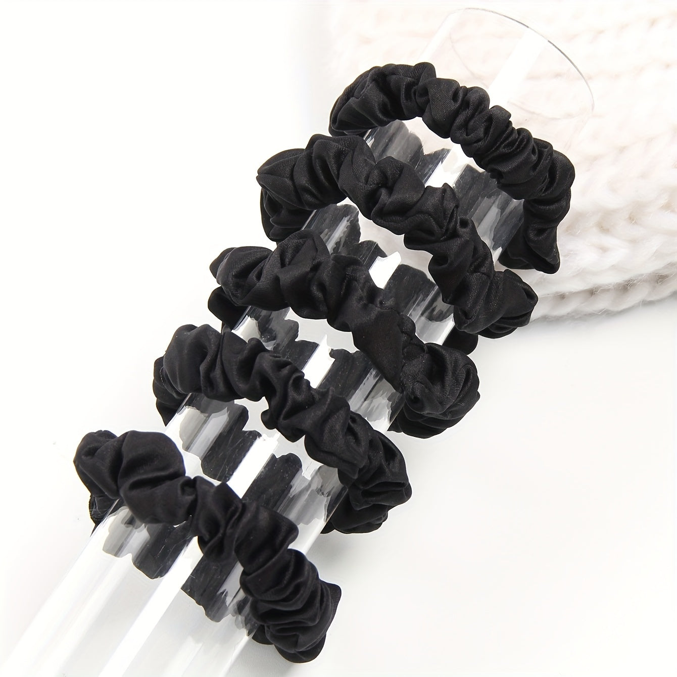 10pcs Plant Dyed Thin Silk Scrunchies Natural Hair Tie