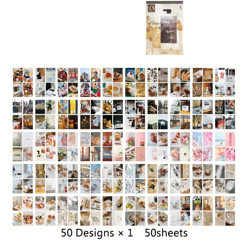Retro Literary Journal Collage Sticker Book Time Series - 50 Sheets
